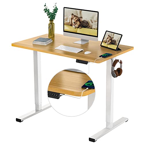 FLEXISPOT Standing Desk Quick Assembly Electric Sit Stand Desk with 40 x 24 Inches Whole-Piece Desktop Ergonomic Memory Controller Adjustable Height Desk(White Frame + 40" Bamboo Texture Desktop) FLEXISPOT Standing Desk Quick Assembly Electric Sit Stand Desk with 40 x 24 Inches Whole-Piece Desktop Ergonomic Memory Controller Adjustable Height Desk(White Frame + 40" Bamboo Texture Desktop)