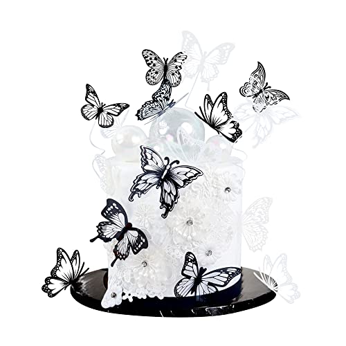 Ercadio 3D 36 Pack Butterfly Cake Toppers Black And White Pvc Butterfly Cake Toppers Mix Style Hollow Arts Butterfly Cupcake Picks For Baby Shower Birthday Wedding Party Cake Decoration Supplies #TOP9