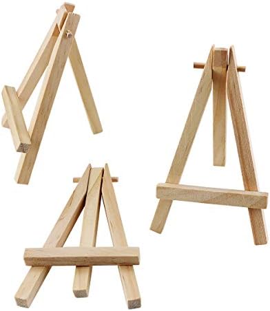 Twdrer 30 Pack 5" Mini Wood Display Easel,Natural Wood Display Stand for Displaying Small Canvases,Business Cards,Photos,DIY Crafts,Home Decorations