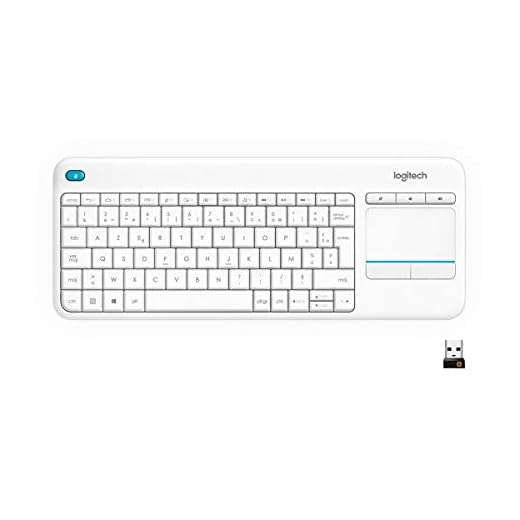 Logitech K400 Plus Trådlös Touch TV-tangentbord med mediakontroll och pekplatta, Layout Franska AZERTY - Vit