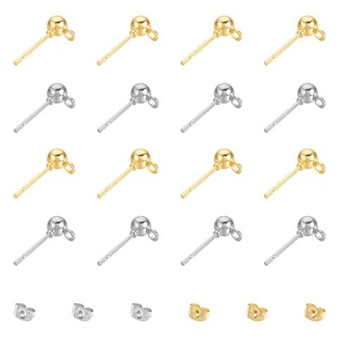 UNICRAFTALE 120pcs Pendientes de Botón de Bola de Acero Inoxidable Cover