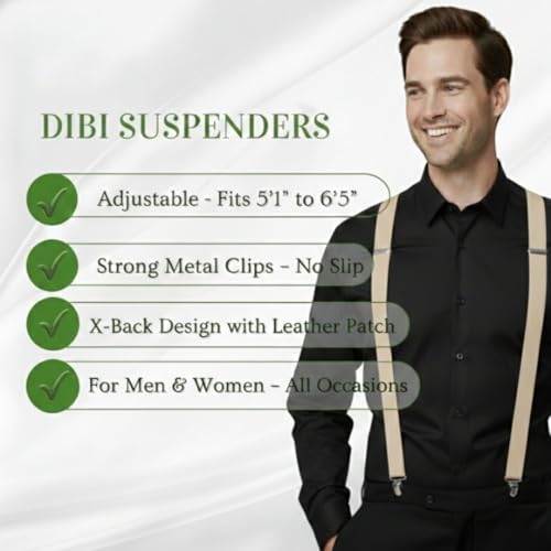Image of Dibi Suspenders for Men - Adjustable X back Suspender with 4 Strong Clips