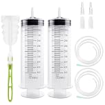Omsscun 2 Pack 550ml Large Capacity Plastic Syringe with Tube, Reusable Liquid Syringe with Tube Individual Package for Laboratory, Industry, Garden, Pet Feeding