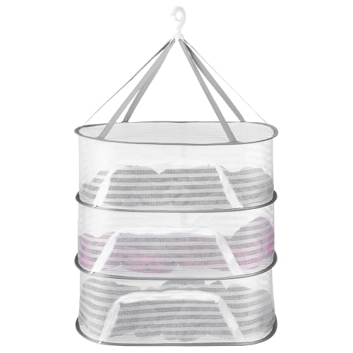 iplusmile 風防設計 折りたたみ式段干しネット 野菜 魚 衣類乾燥用ハンギングラック 家用多機能メッシュ収納バスケット