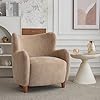 Christopher Knight Home Wingback Accent Chair, Fabric Club Chair, Upholstered Armchair, Curved Backrest Single Sofa, Soft Cushion Seating, Comft Lounge Chair for Living Room Reading Home Rest, Camel