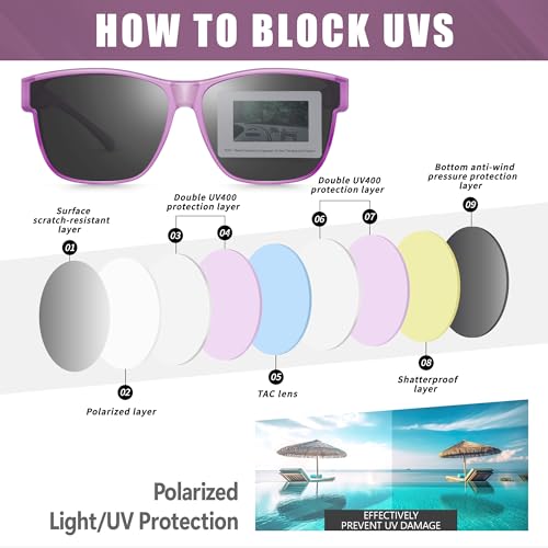 Image of Polarized Sunglasses Fit Over Glasses for Women Men, Oversized Square Sun Glasses UV400 Protection