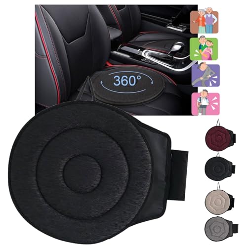 360 Rotating Seat Cushion 2024 New for Car Rotating Seat Cushion 360 Degrees Elderly Support Non Slip Cushion Swivel Seat Cushion 360 Degree Easy Turn Rotating Seat Cushion Pad for Elderly (C-Black)