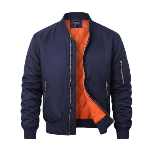 MAGNIVIT Men's Jacket Spring Fall Windbreakers Pilot Bomber Coat Military Jackets Navy Blue