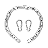 OKG Security Chain - 2ft x 1/4' Thick Outdoor Gate Chain, Cut Proof Chain Made of Hardened Alloy Steel Chain with Male-Female Lock Latch for Fences, Pet Cages, Barn Doors (Silver, No Lock)