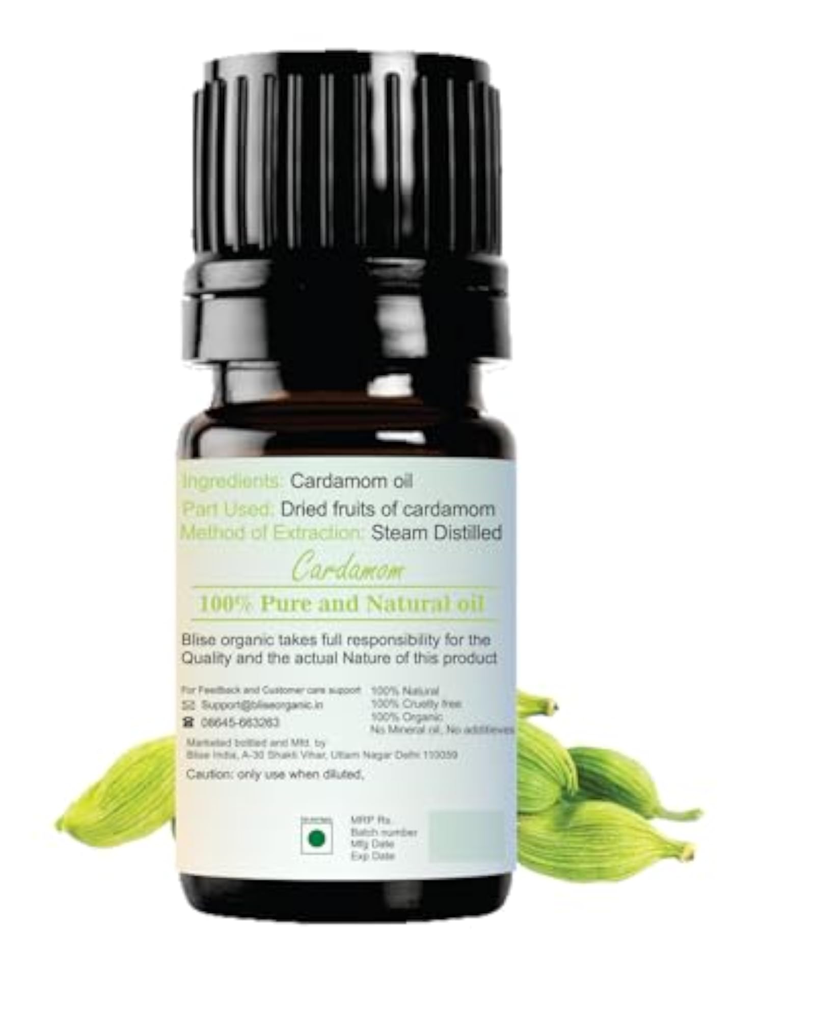 Blise Organic Cardamom Essential Oil, 100% Pure