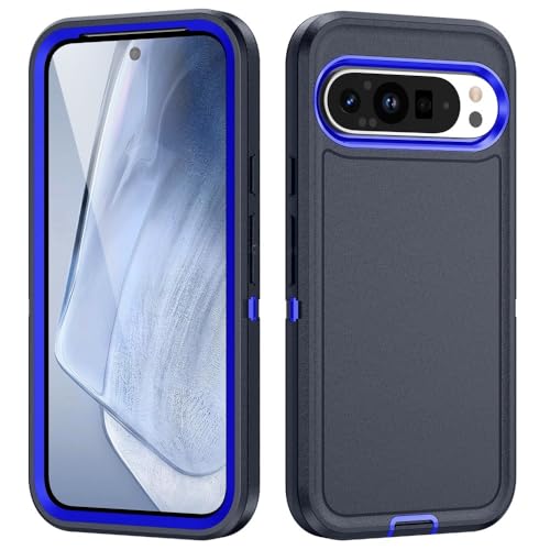 Coque Google Pixel 9 Pro XL silicone double couche bleu