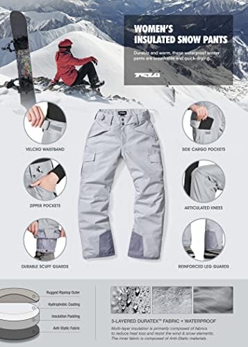 TSLA Women's Winter Snow Pants, Waterproof Insulated Ski Pants, Ripstop Snowboard Bottoms, Cargo Snow Pants Steel, X-Large — view 5