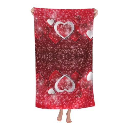 Liebendes Herz Microfaser Badetuch Schnell Trocknendes Microfaser Handtücher Hautfre&lich Picknickdecke Für Pool Herren Yoga
