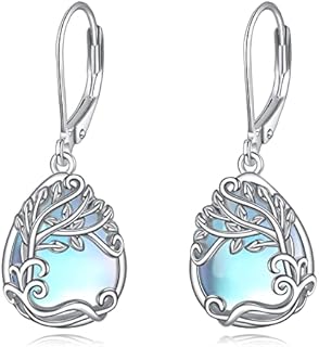 Moonstone Filigree Drop Dangle Teardrop Earrings 925 Sterling Silver Moonstone Leverback Earrings for Women Jewellery Gifts