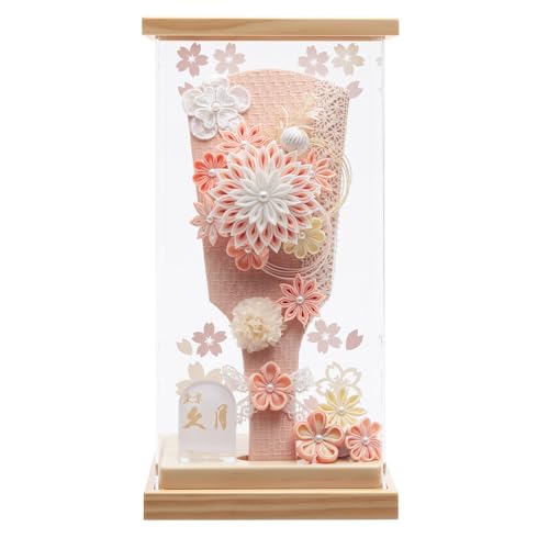 羽子板 久月 お祝い 羽子板飾り 初正月 サーモンピンク コンパクト ケース飾り アクリル 秀香 つまみ細工 アクリル つまみ取り外し可 おしゃれ 可愛い 2025 陣屋