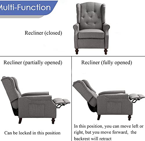 Recliner Chair With Massage & Heating 2Pcs Set- Modern Accent Chair Upholstered Armchair Fabric Single Sofa Lounge Reading Club Chair With Tufted Wingback For Small Spaces Bedroom Living Room #TOP3
