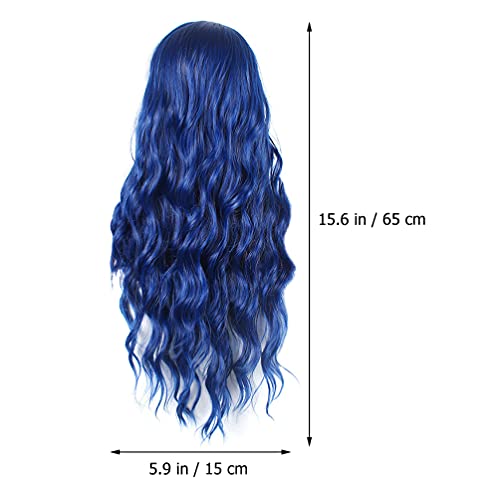 Beaupretty Peruca longa ondulada para o dia das bruxas com cabelo azul linda peruca natural
