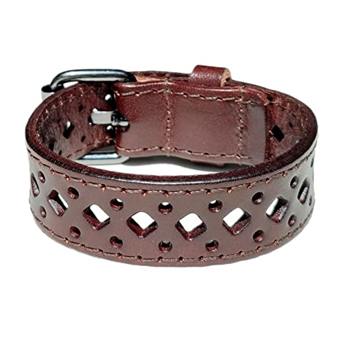 Sofyca Genuine Leather Bracelet For Women/Men Wide Adjustable Bracelet Retro Hollow Cuff For Best Friends Jewelry Gifts For Him/Her(Dark Brown) #TOP2