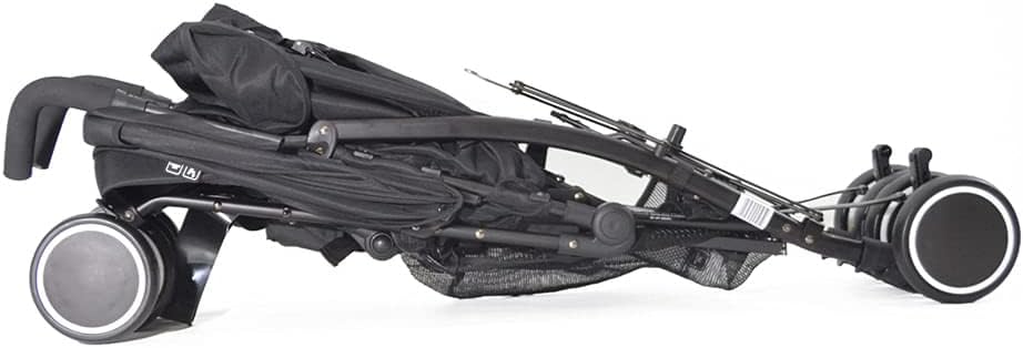 Ġenb view of the ABC Design Genua baby stroller in its compact, folded state, ready for storage or transport.