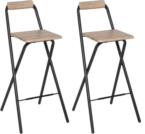 Deconation Lot De 2 Chaises De Bar Pliantes - Noir Et Beige - Tabouret De Bar Lou