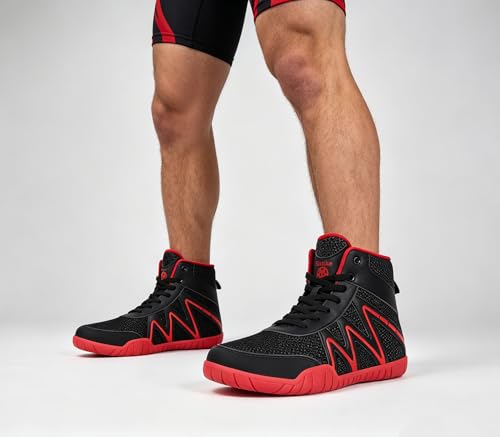 Image of Sisttke Mens Wrestling Shoes Wide Boxing Boots | Wide Zero Drop Sole,Lightweight,Non-Slip,Weightlifting,Powerlifting,Bodybuilding,Fitness