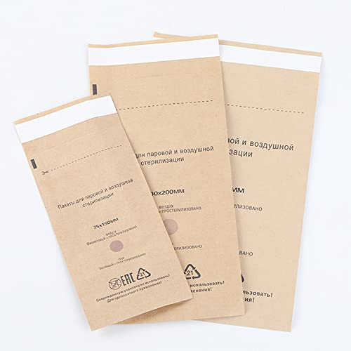 QUTUNI 100 Self-Sealing Cleaning Pouches, Dry Heat Autoclave Kraft Paper Cleaning Bags for Dentist Tools and Nail Art Supplies (100mm x 200mm)