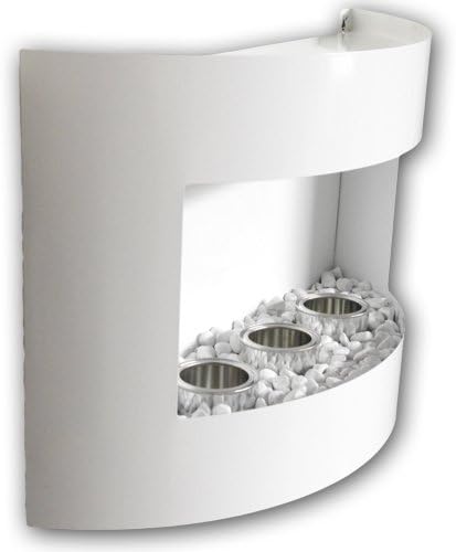 Design Fireplace RIVIERA Bio Ethanol Gel Fire Place with decorative stones (White)