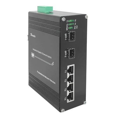 Image of Industrial 6-Port Gigabit PoE Switch, Hardened Gigabit Ethernet Switch with 2 x 1G SFP & 4 x Gigabit PoE+ Ports, IEEE802.3af /at PoE+@120W, Plug & Play, Supports 48-57V DC Input