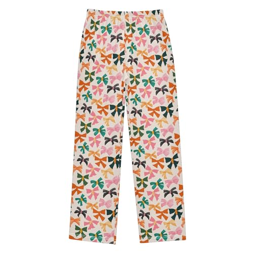 Bows Long Pajama Pants Elastic Waist PJ Bottoms with Pockets S A1132682