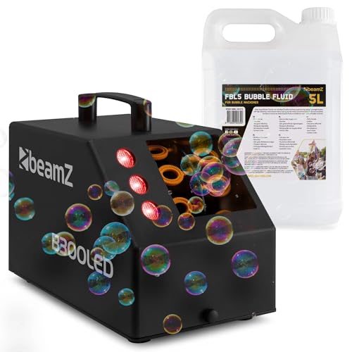 Máquina de burbujas potente con luces LED y líquido de cinco litros BeamZ B300LED
