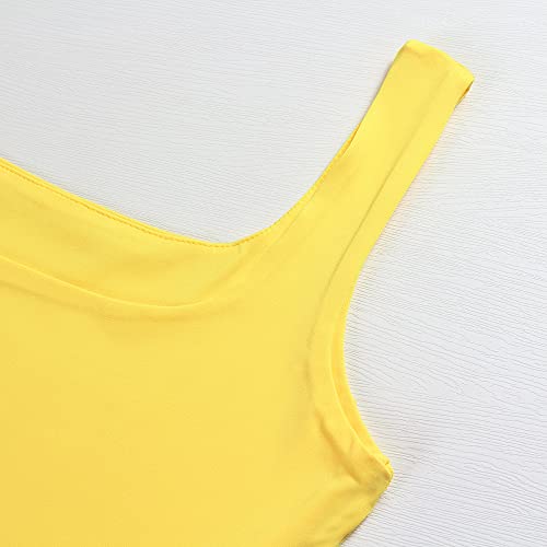 Artfish Women's Sleeveless Strappy Seamless Crop Tank Tops Square Neck Workout Fitness Basic Cropped Camis Bright Yellow, XS by Artfish - Used condition - Image 3