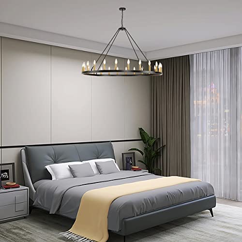 Sdorens Wagon Wheel Chandelier, 24-Light 54 Inch Extra Large Round Pendant Light Fixture, Industrial Style Farmhouse Chandelier For High Ceilings Dining Room Entryway Foyer Living Room #TOP4