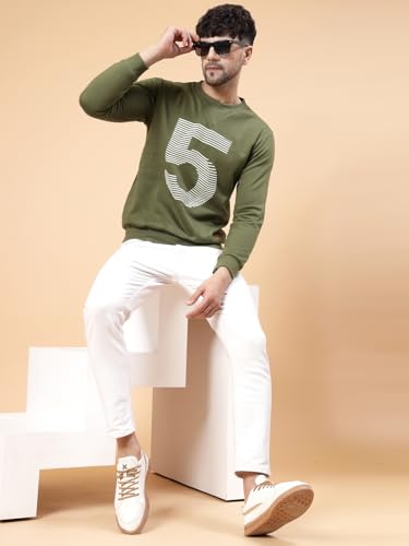 Image of Rigo Fleece Printed Round Neck Sweatshirt for Men | Full Sleeves Sweatshirt for Men | Casual Wear & Stylish Sweatshirts for Men