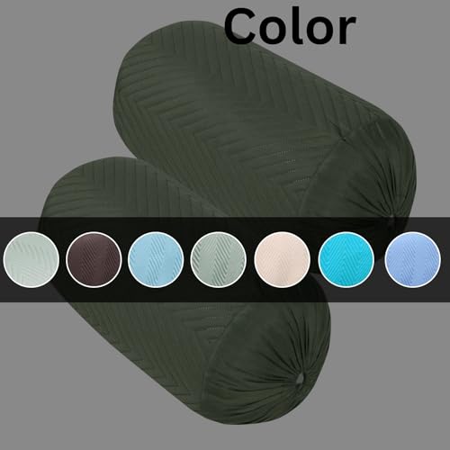 Image of RD TREND Glace Cotton Quilted Bolster Cover Size-16x32 Inches | Soft & Durable Cylindrical Pillow Cover for Bolster Pillow | Perfect for Sofa, Diwan,Couch & Bed Decor (Miltry Green)