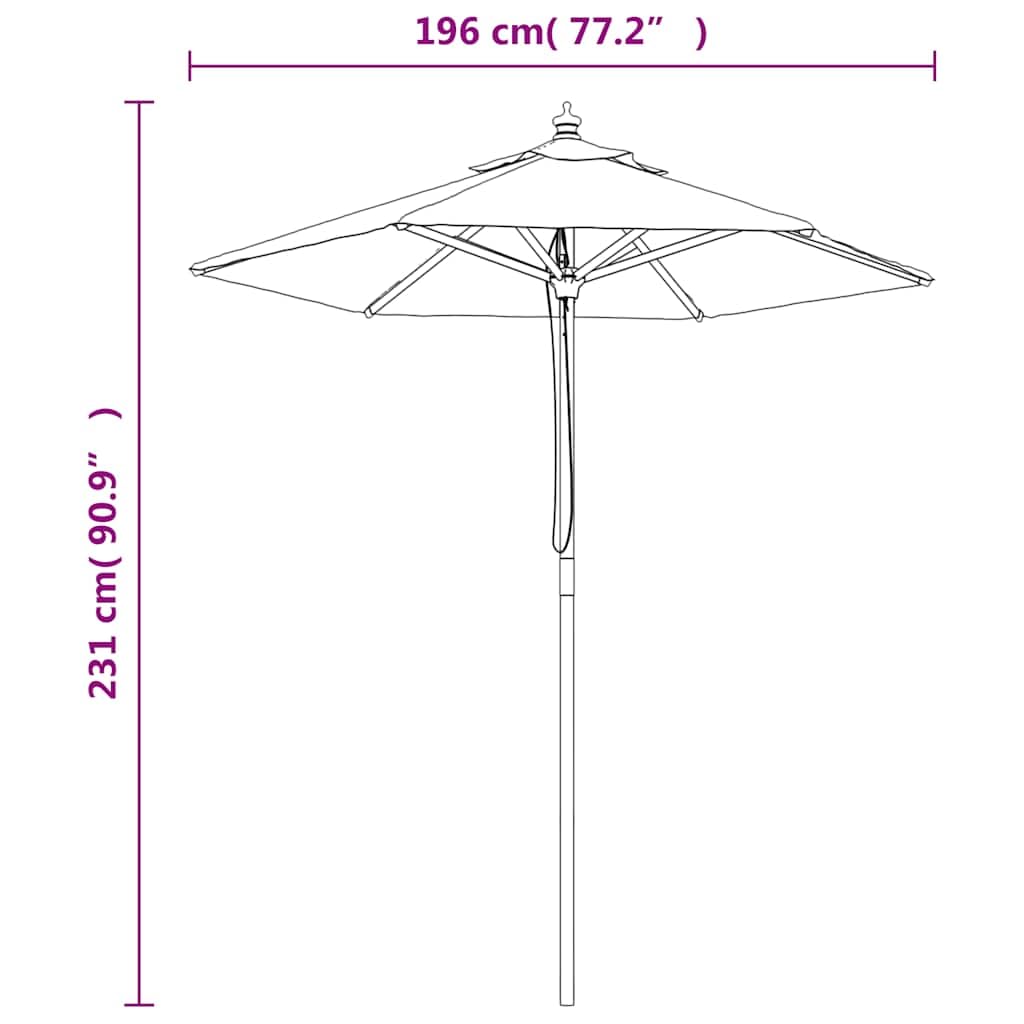 SYDE Ombrellone da giardino blu celeste, 196 x 231 cm, con palo in legno