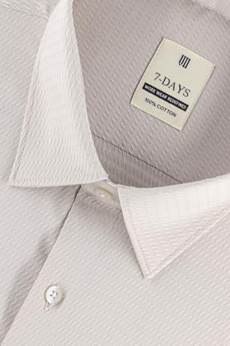 Image of 7-DAYS Men's Premium Formal Shirts - Regular Fit, Full Sleeve, 100% Pure Cotton, Self-Design, with Pocket - Stylish Office Shirts for Men
