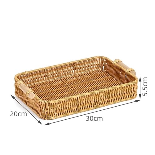 Bandeja organizadora rectangular de mimbre y frutero de mesa pequeño 3