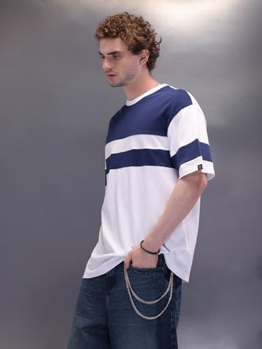 Image of WROGN Men's Cotton T-Shirt | Colorblock with Cut & Sew Panels | Oversized Fit