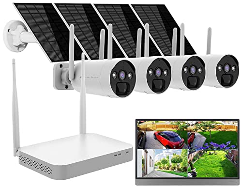 VisorTech Überwachungssystem: 2K-Festplatten-Überwachungsrekorder + 4 Solar-Akku-Kameras, HDMI, App (Überwachungskamera mit Solar, Kamera Überwachung Solar, Speicherkarten)