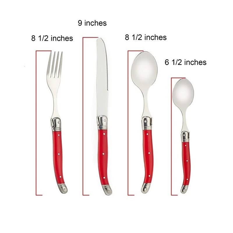 Besteck-Set 24-teiliges Tafelset Laguiole buntes Besteck Kunststoffgriff Tafelmesser Gabel Löffel Edelstahl-Essgeschirr (Farbe: 24 Rainbow Cutlery) (24 Rainbow Cutlery)