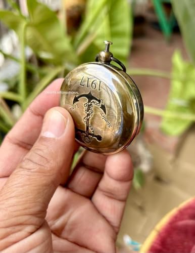 Brújula de bolsillo de latón estilo antiguo artesanal miniatura 6