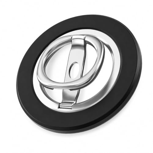 Image of Mizi Magnetic Phone Ring Holder for Mag Safe, Double-Sided Magnetic Grip Stand, 360 Rotating Finger Ring Kickstand with N56 Magnets, for iPhone 17 /To /12 Series, Samsung Galaxy - Black