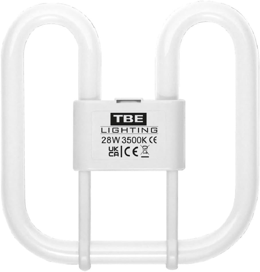 TBE LIGHTING 28w 2D 4-PIN CFL Energy Saving Lamps - DD Fluorescent Bulbs - 4-Pin GR10q Base Fittings - Long Life Lamp, Soft White 3500K (Single Unit)