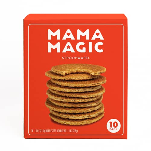 Mama Magic Dutch Caramel Stroopwafel - Authentic Stroopwafels Made In Holland - Natural Ingredients - 10 Caramel Stroopwafels Per Box