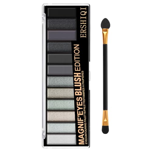 BUTBU Paleta de Sombras de Ojos Ahumadas en Negro,12 Color Mate Eye Shadow Palette,Resistente al Agua y de Larga Duración, Altamente Pigmentada Gótico Eyeshadow Palette, Tono Básico Negro y Gris Suave