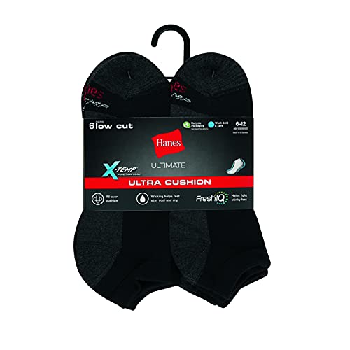 Hanes Men's Ultra Cushion FreshIQ Odor Control with Wicking Low Cut Socks, 6-Pair Pack4