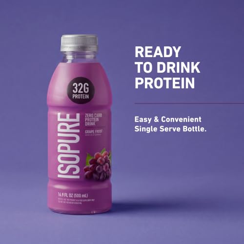 Image of Isopure Zero Carb 32g Clear Protein Ready-to-Drink, Whey Protein Isolate, Grape Frost, 12 Pack (Packaging May Vary)