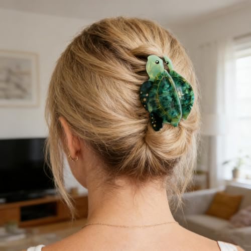 Pinza para cabello tortuga marina verde miniatura 7