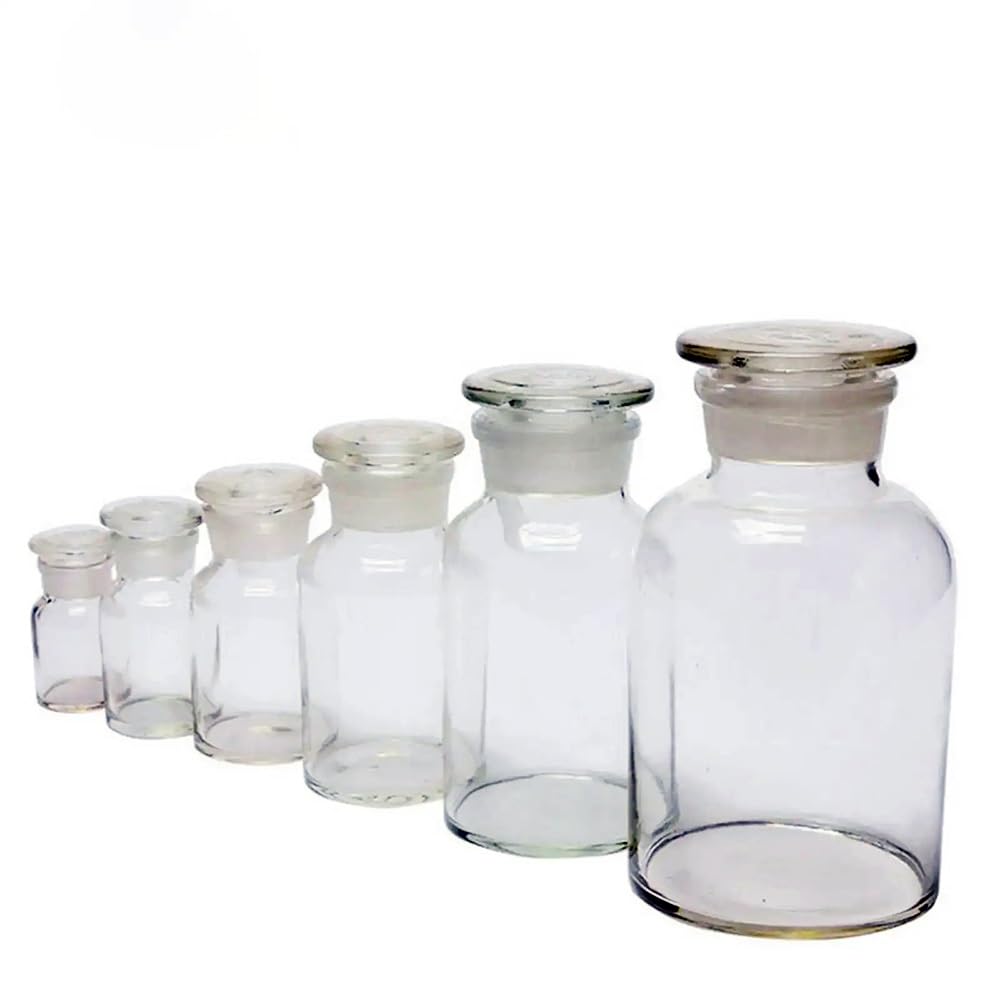 CHUIXISH 60ml 125ml 250ml 500ml 1000ml 2500ml Clear Glass Jar Wide Mouthed Reagent Bottle Chemical Experiment Lab Supplies(125ml)