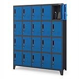 Jan Nowak Domator Taquilla Vestuario 5B4A Armario Metalico con 20 Compartimentos Ranuras de ventilación Pintura en Polvo 172 cm x 136 cm x 45 cm Antracita-Azul